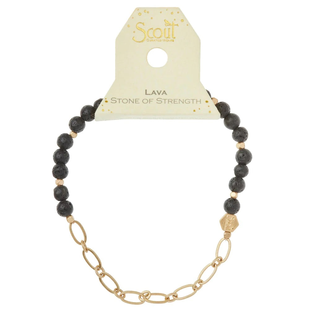 Mini Stone w/Chain Stacking Bracelet - Straight & Arrow Boutique