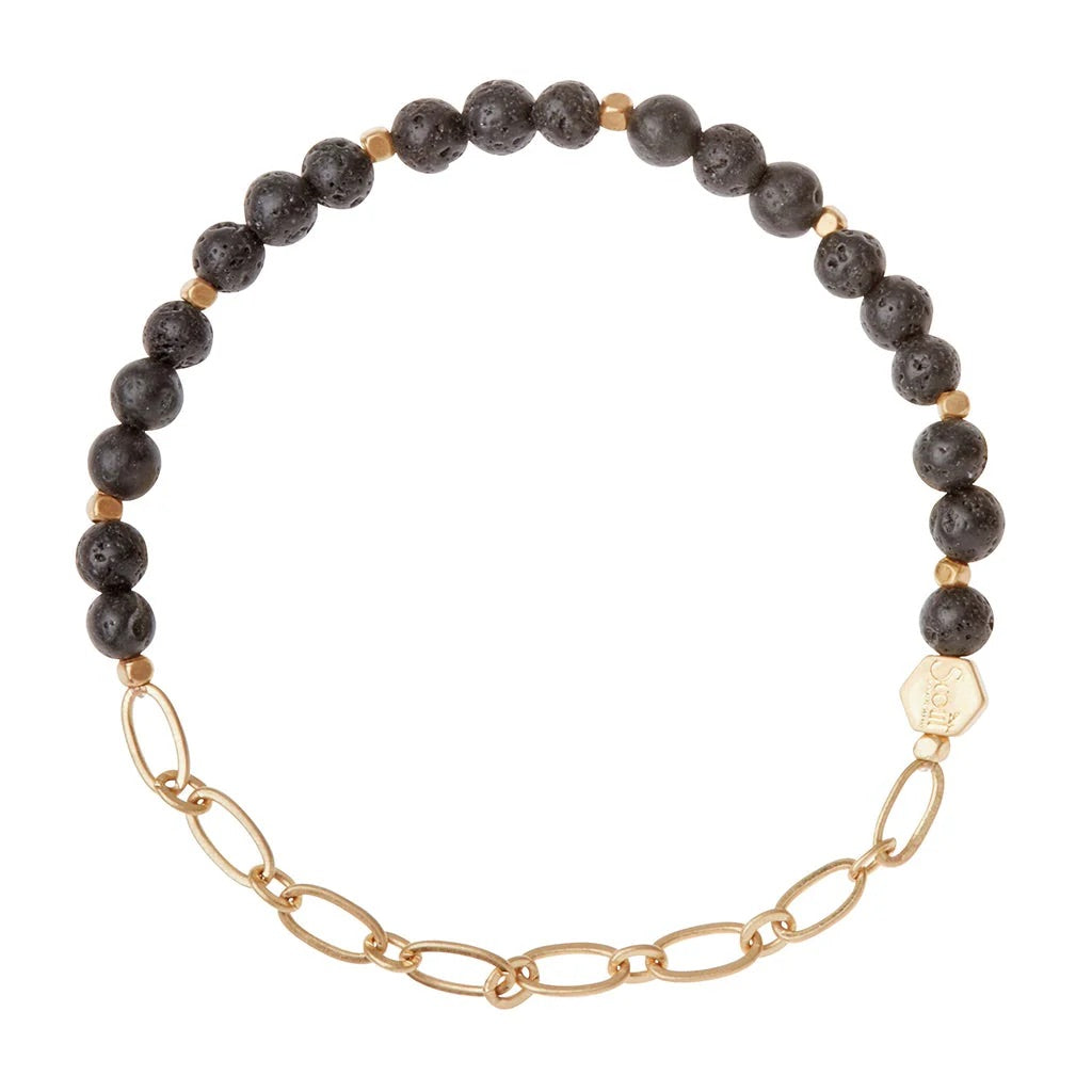 Mini Stone w/Chain Stacking Bracelet - Straight & Arrow Boutique