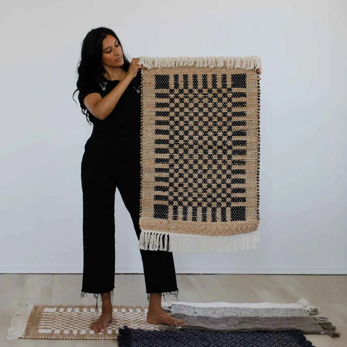 Check Jute Floor Mat