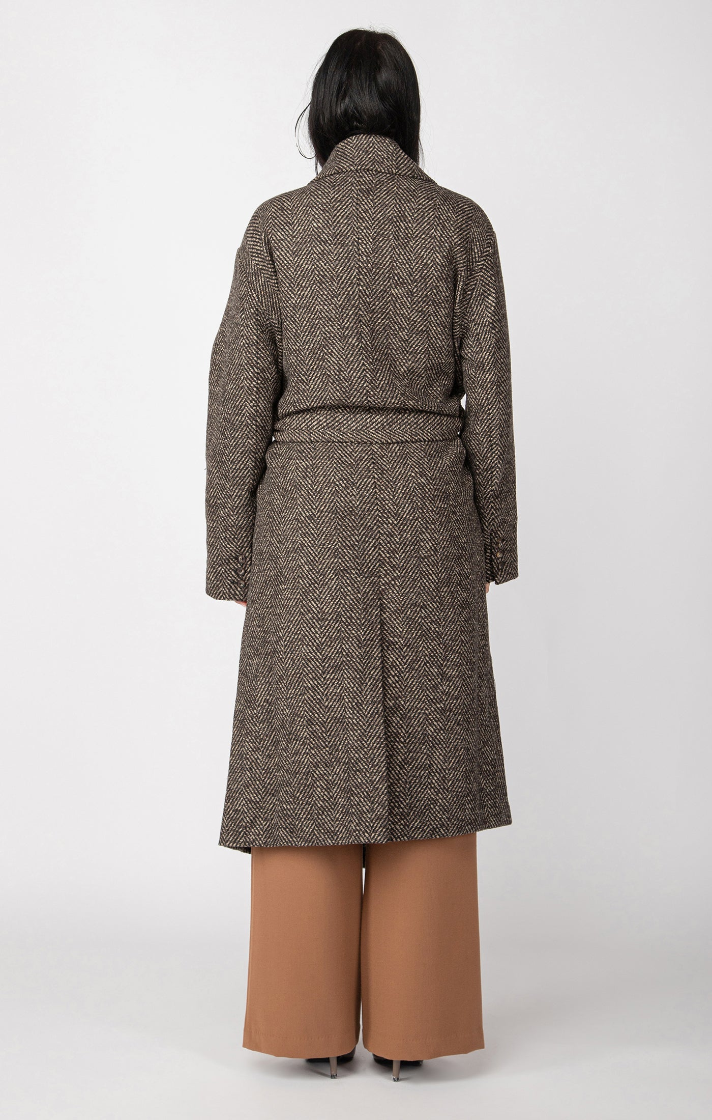 Belted Herringbone Trench Coat - Straight & Arrow Boutique