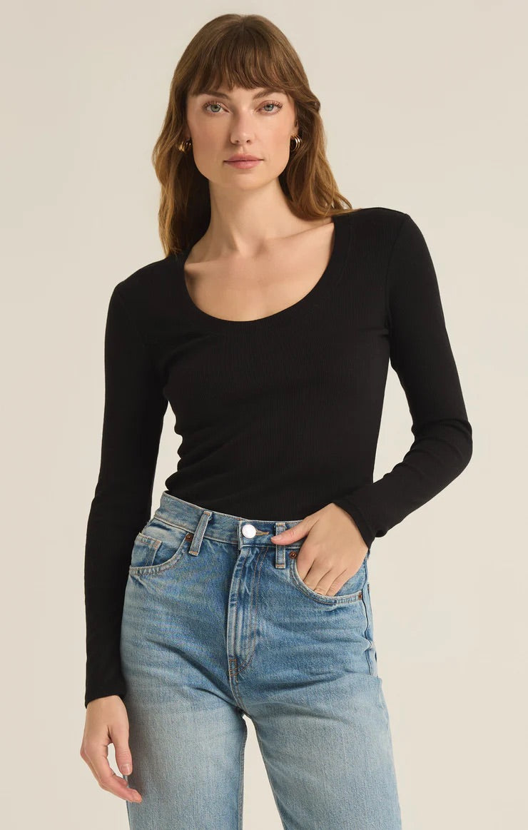 Sirena Rib Long Sleeve Tee - Straight & Arrow Boutique