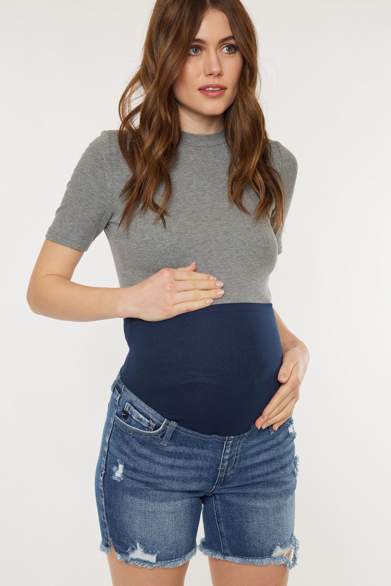 Loralee Maternity Denim Shorts - Straight & Arrow Boutique