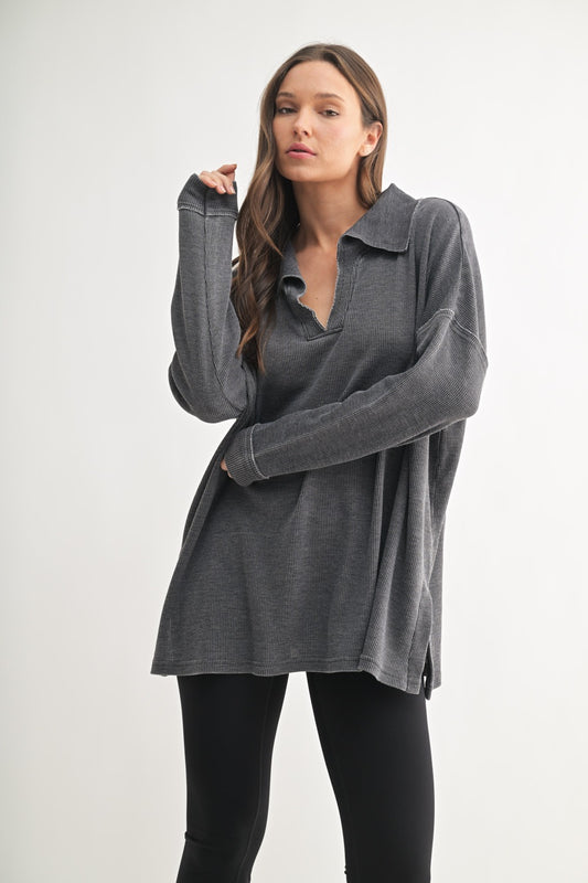 Drew Oversized Waffleknit Top - Straight & Arrow Boutique