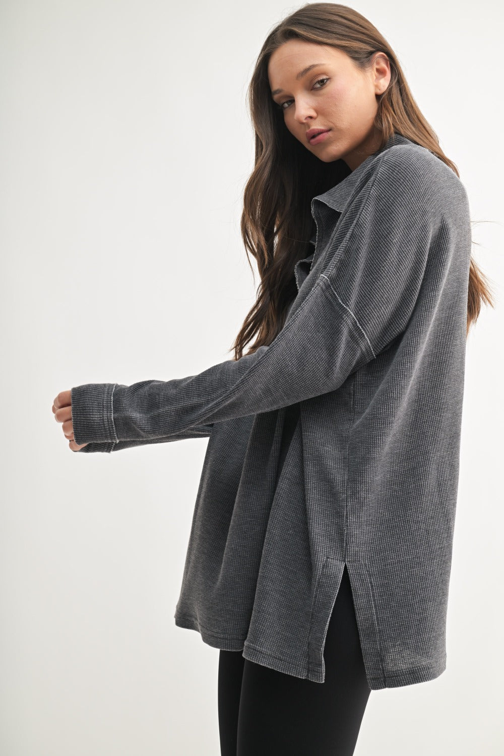 Drew Oversized Waffleknit Top - Straight & Arrow Boutique