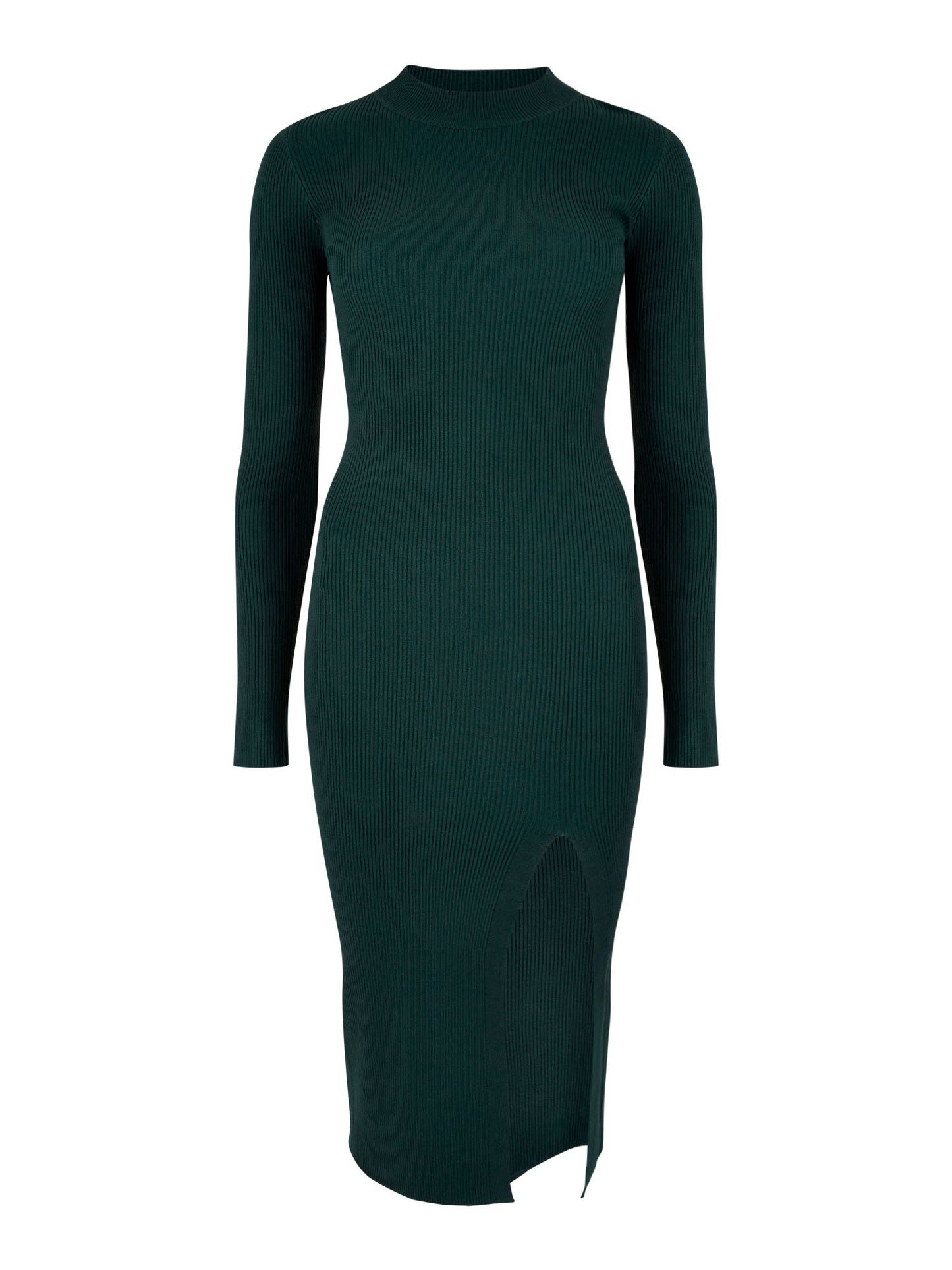 Ribbed Knitted Split Front Midi Dress - Straight & Arrow Boutique