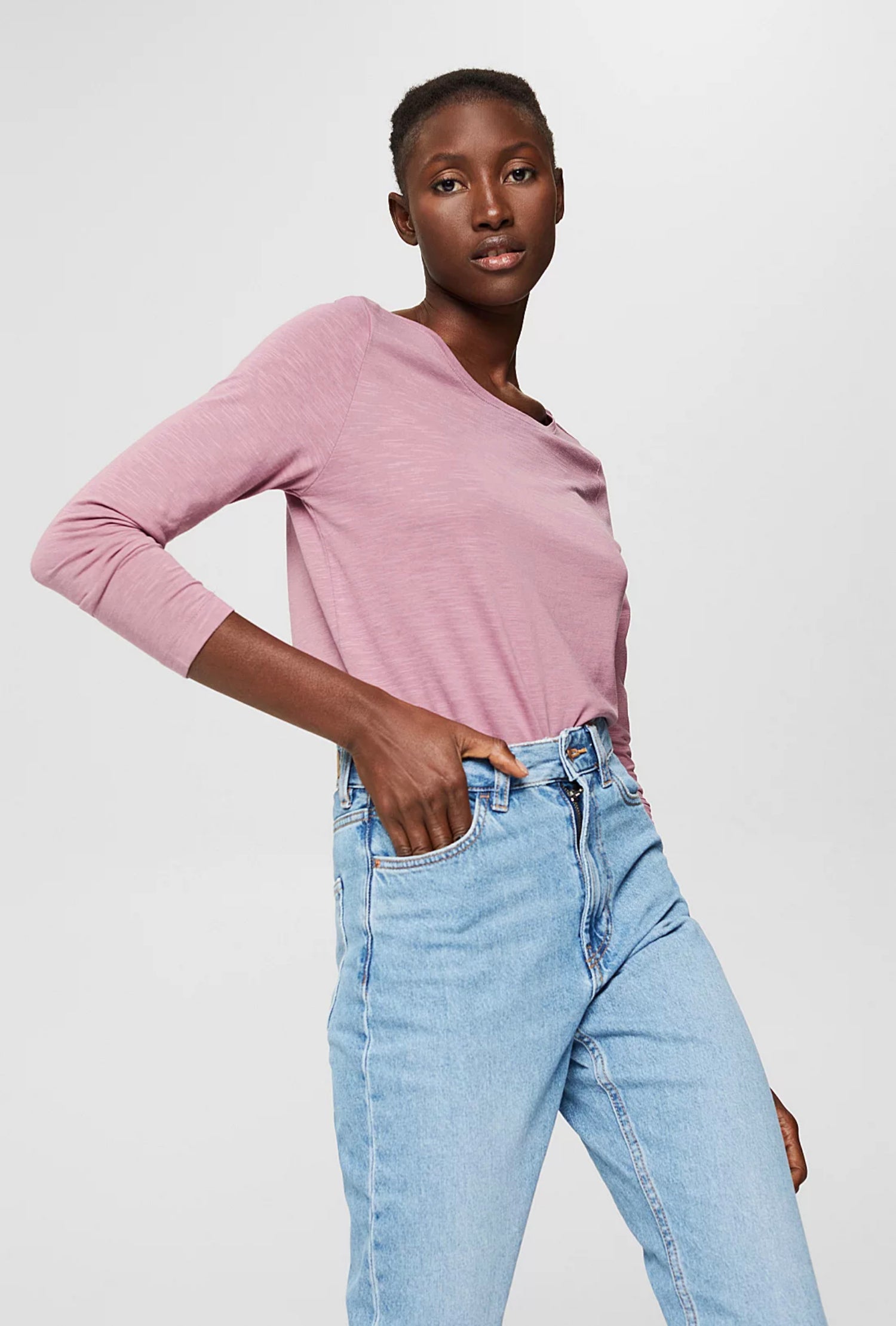 Blended Organic Cotton Long Sleeve Top - Straight & Arrow Boutique