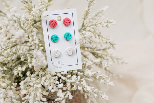 Triple Pack Clay Stud Earrings - Straight & Arrow Boutique