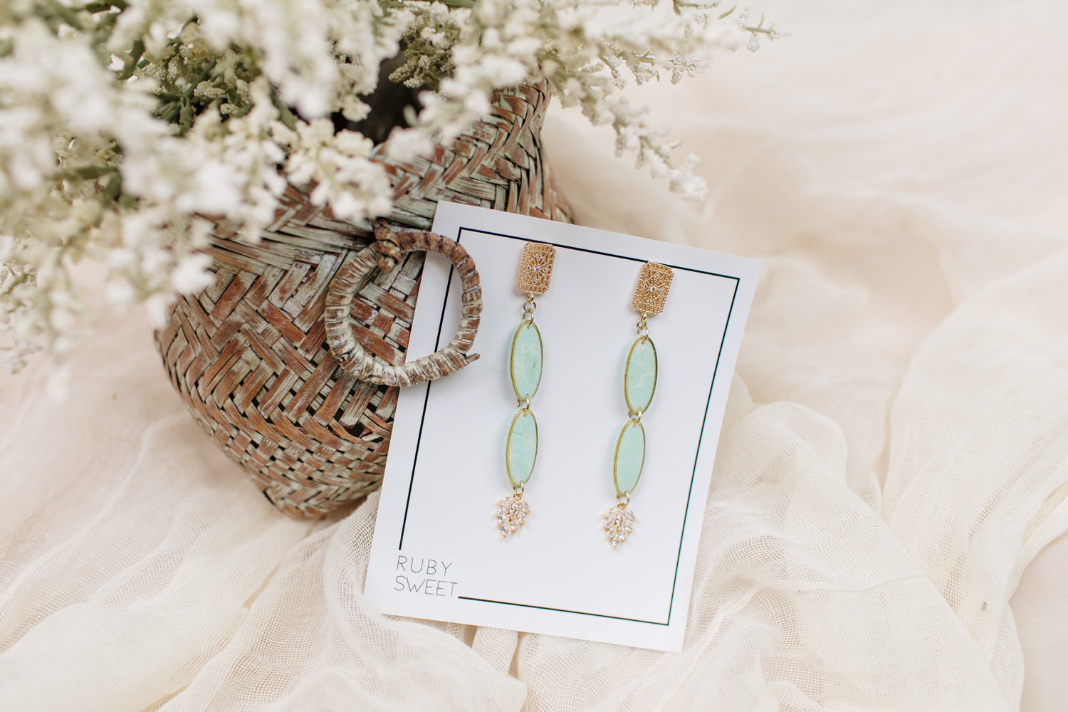 Delicate Stone Glass Diamond Earrings Straight Arrow Boutique