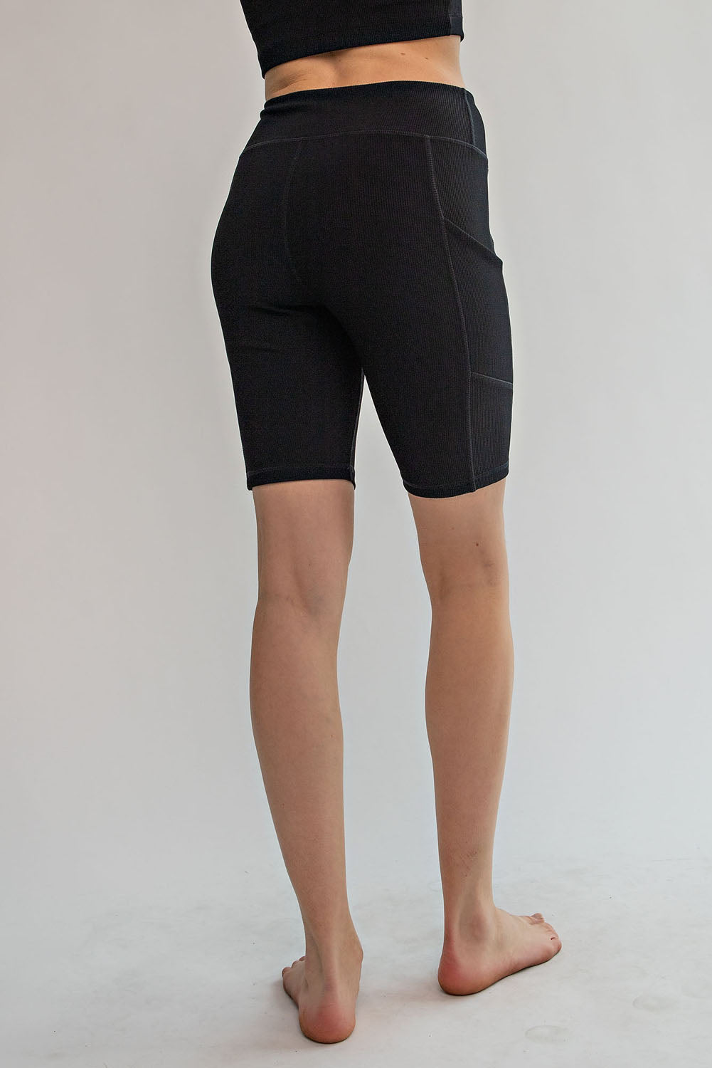 Ribbed Biker Shorts with Pockets