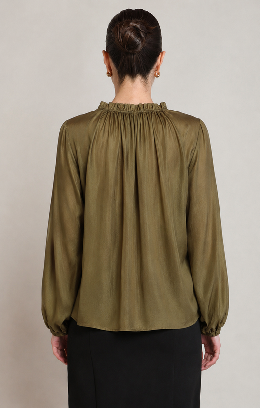 Adeline Satin Button-Up Blouse