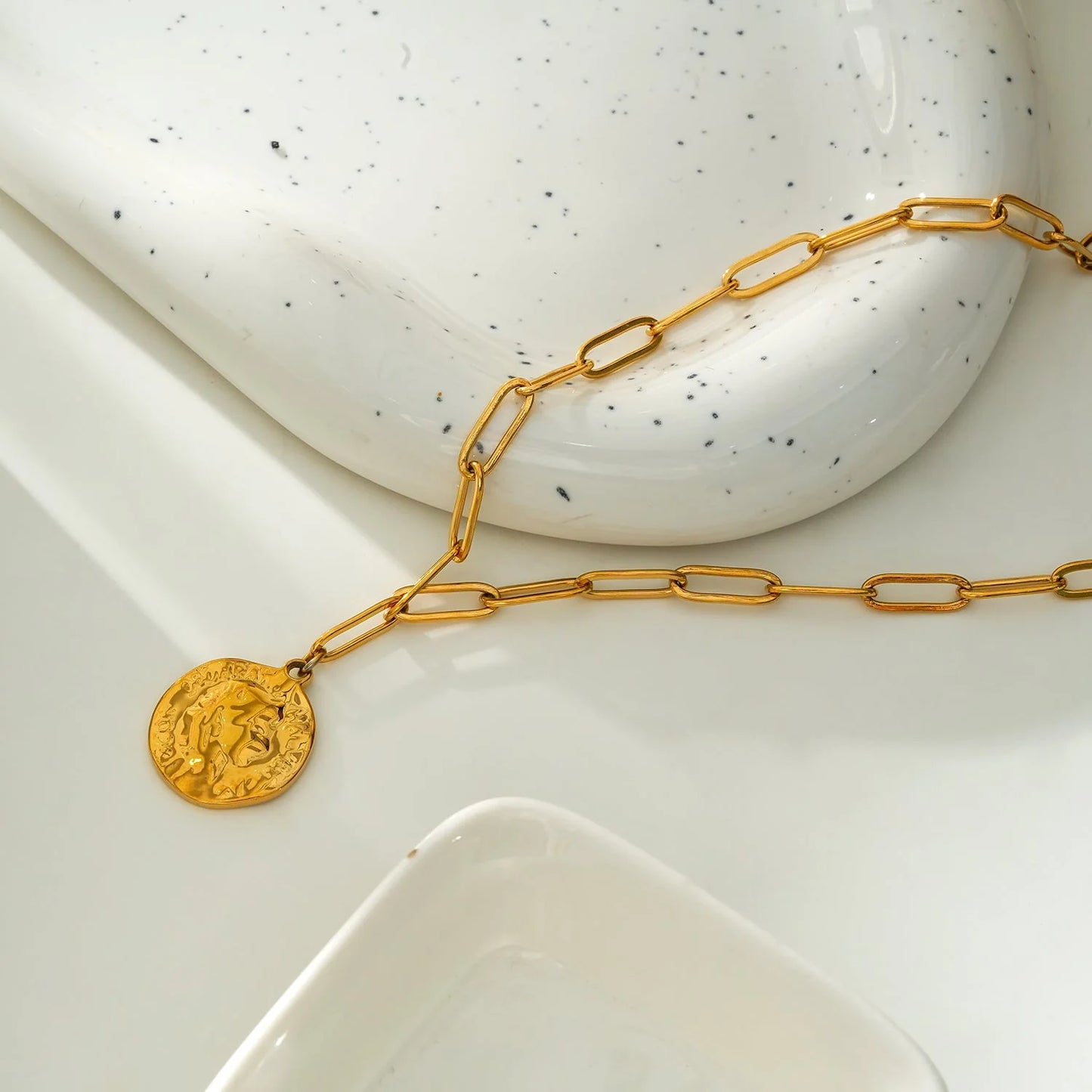 BILBAO Roman Coin Pendant Chain Necklace