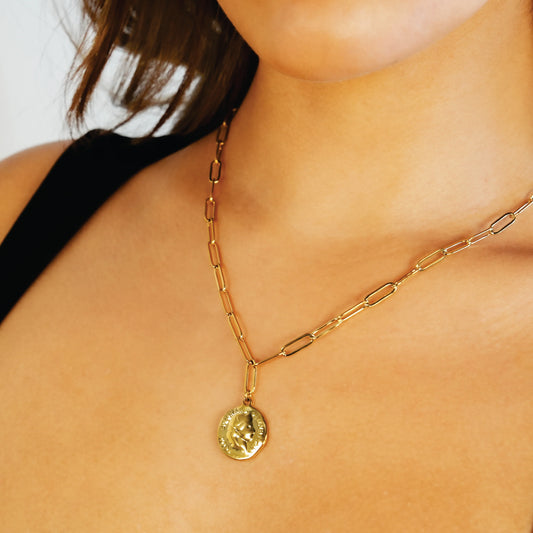 BILBAO Roman Coin Pendant Chain Necklace