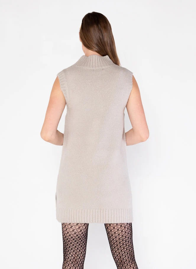 Sleeveless Mock Neck Tunic Vest