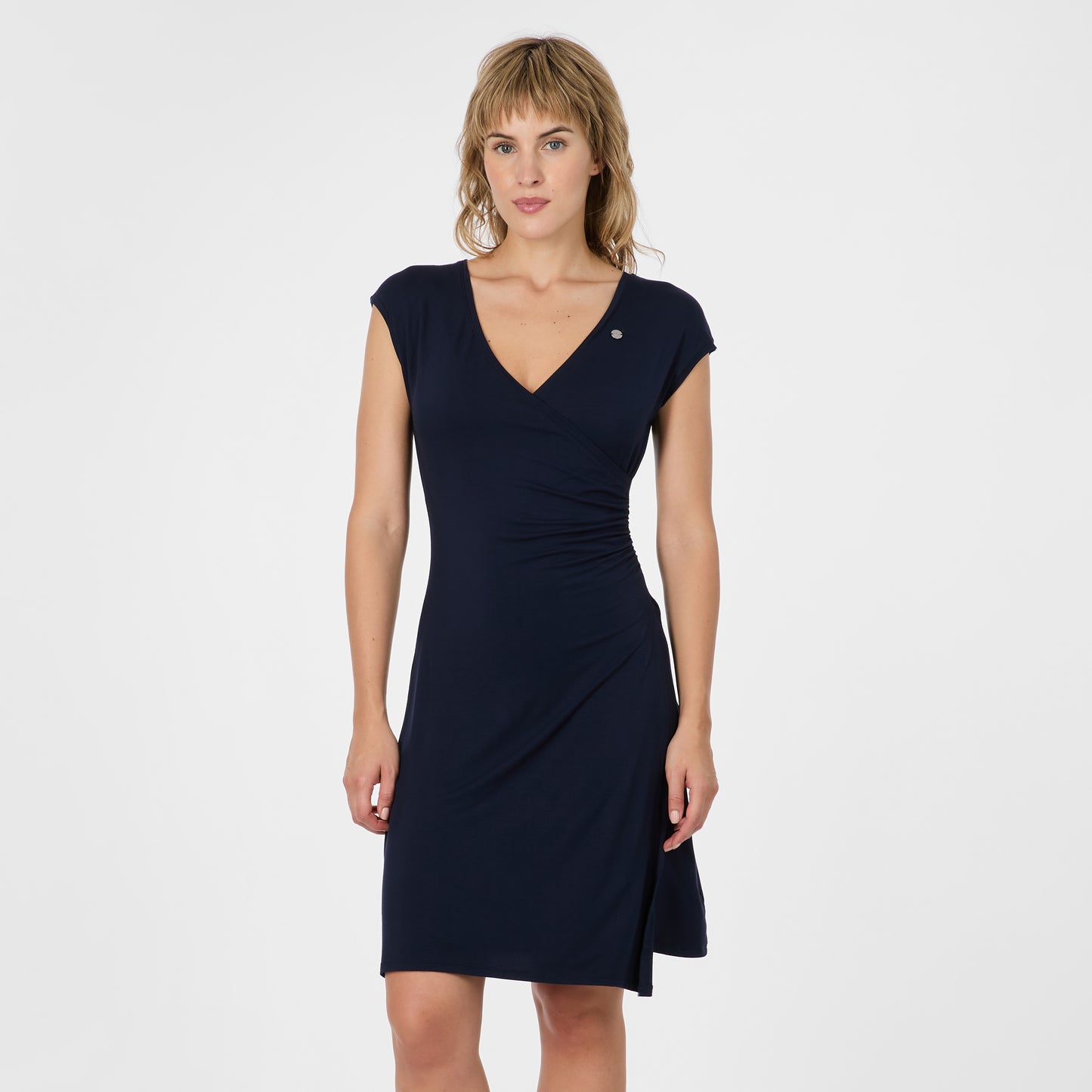 Crupi Jersey Knit Wrap Mini Dress