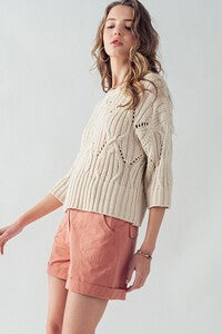Carly Cable Knit Crop Sweater