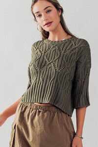 Carly Cable Knit Crop Sweater