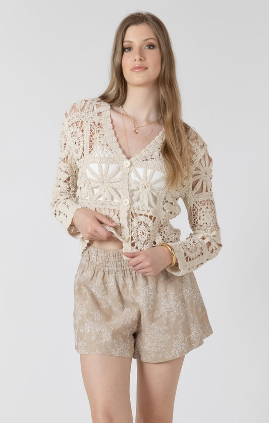 Charlotte Embroidered Crochet Cardi