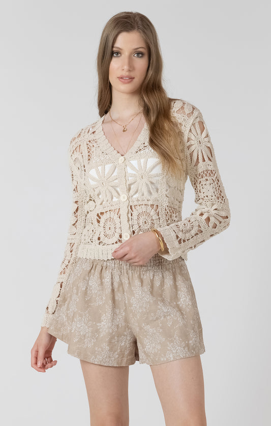 Charlotte Embroidered Crochet Cardi
