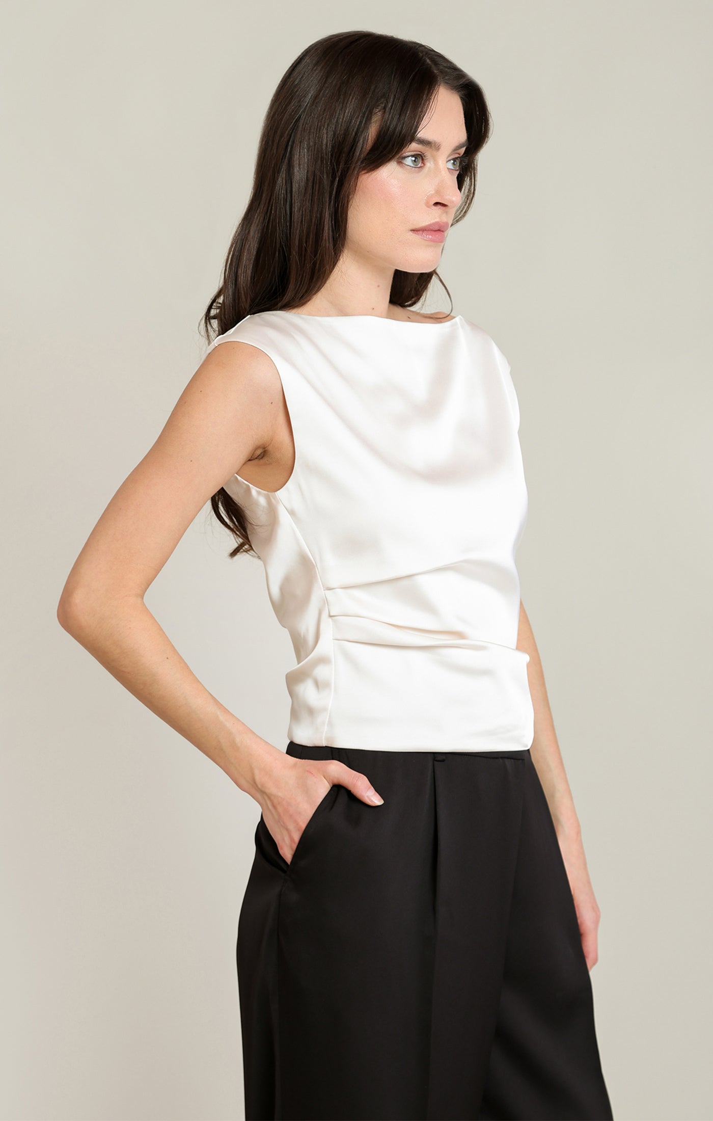 DRAPED SATIN TOP