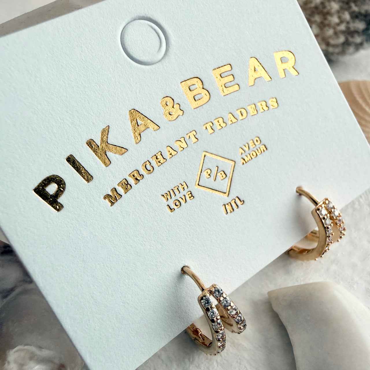 Chariklo Double Layer Rhinestone Encrusted Sleeper Hoops