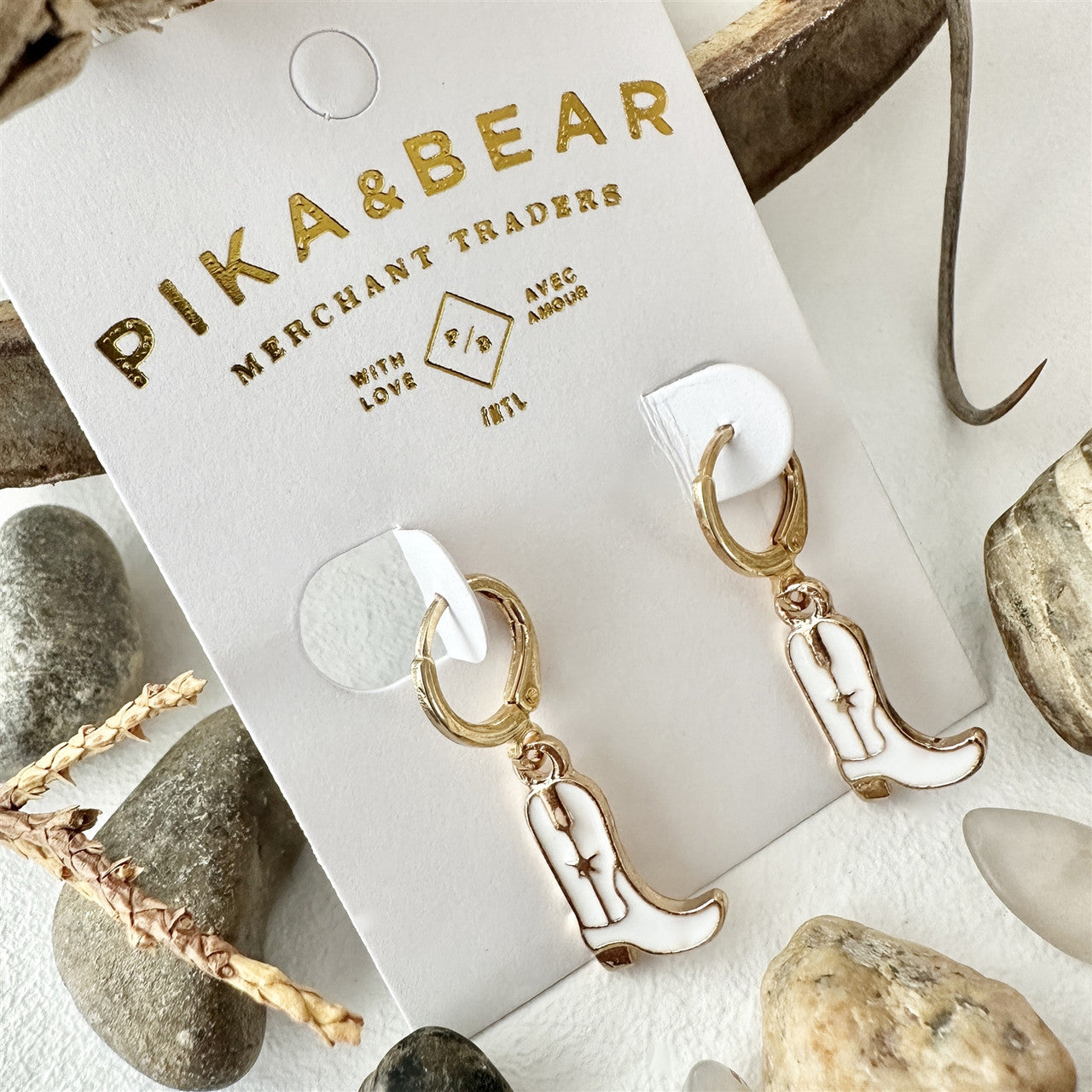 Boot Scootin' Cowboy Boot Charm Hugger Hoop Earrings in Gold