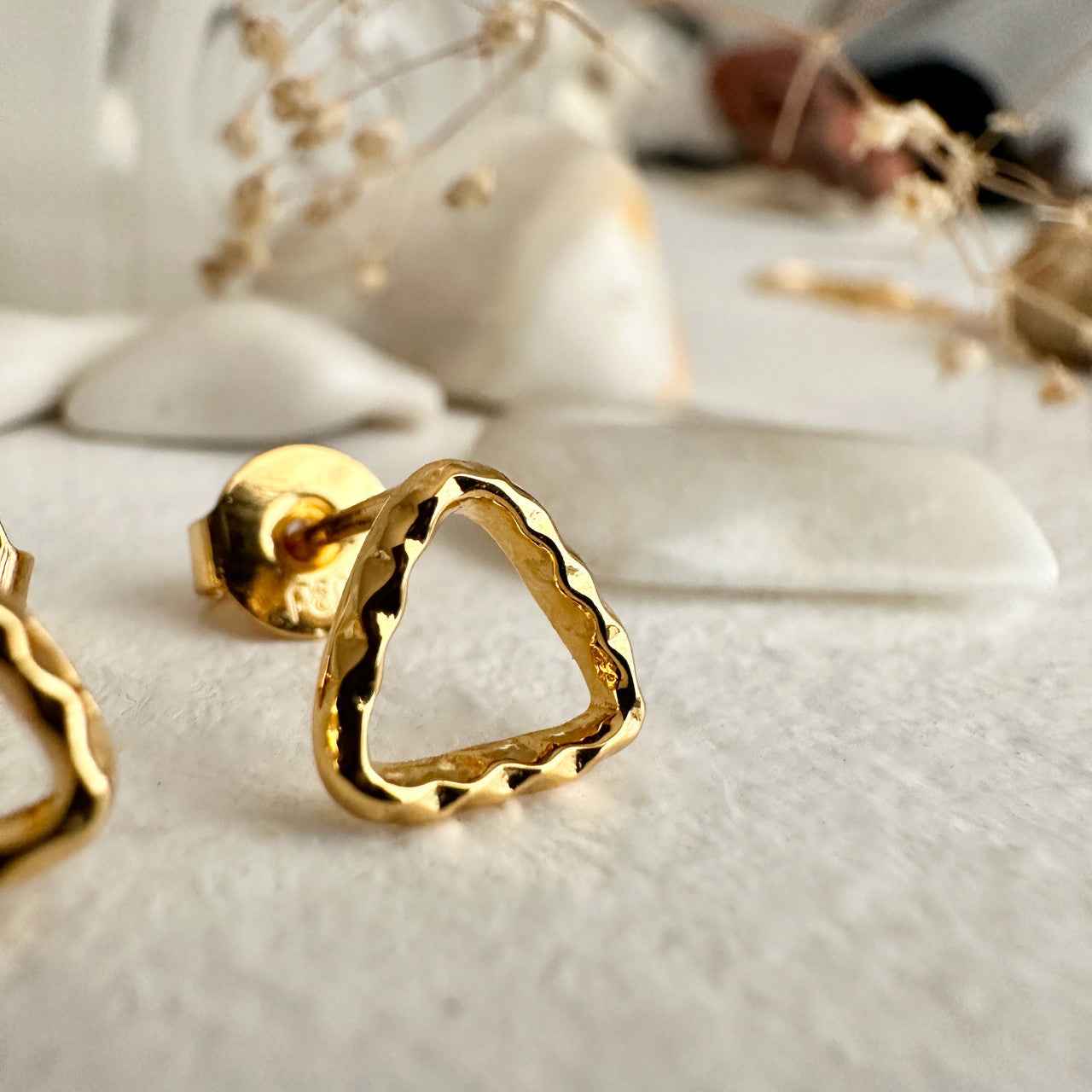 "Delta" Tiny Hammered Triangle Stud Earrings