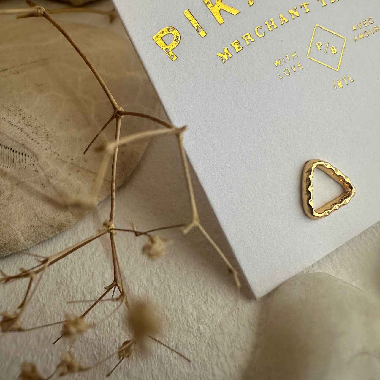 "Delta" Tiny Hammered Triangle Stud Earrings