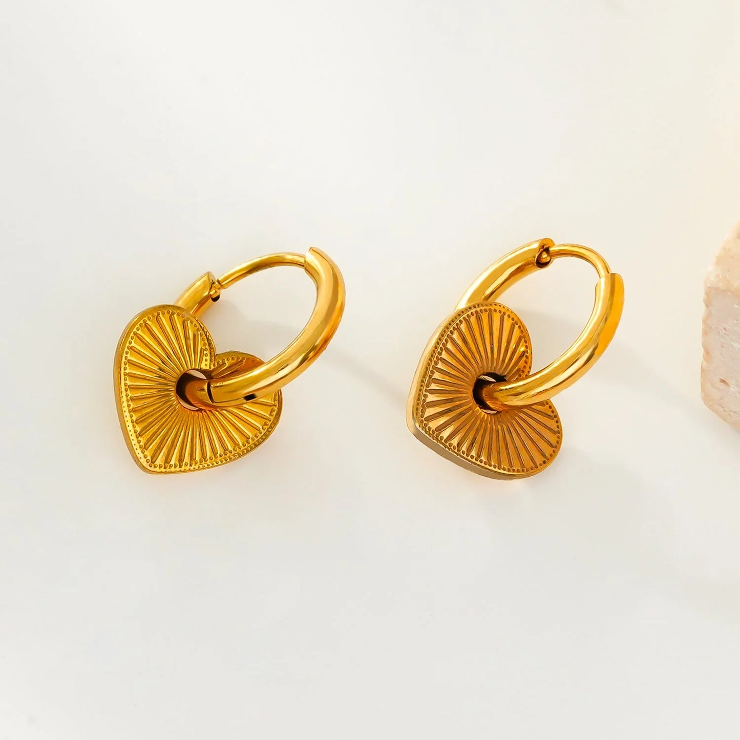 ENDEAR Heart Charm Hoop Earrings