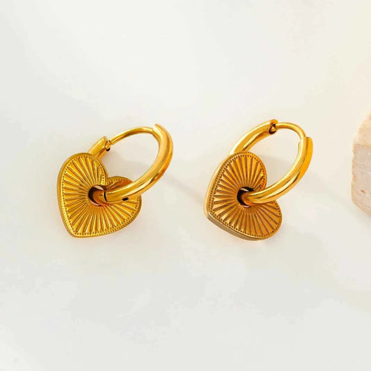 ENDEAR Heart Charm Hoop Earrings