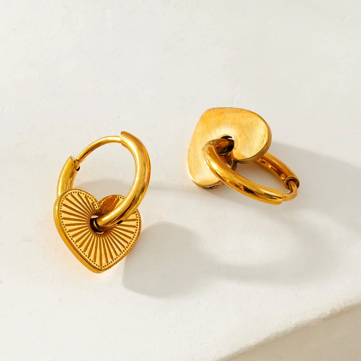 ENDEAR Heart Charm Hoop Earrings