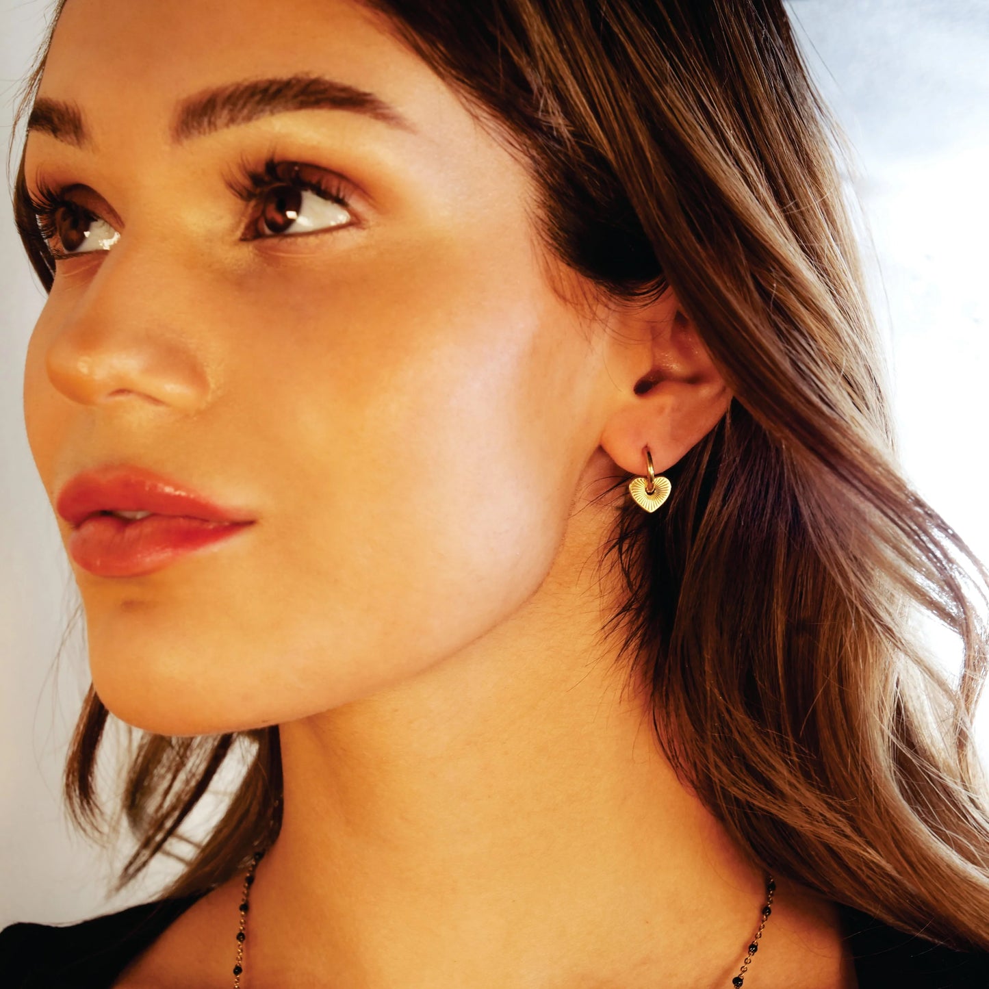 ENDEAR Heart Charm Hoop Earrings