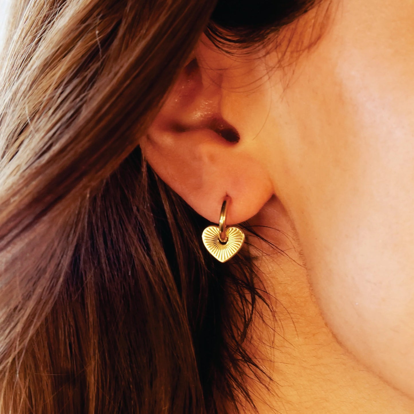 ENDEAR Heart Charm Hoop Earrings