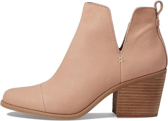 Everly Beige Leather Cutout Heeled Boot