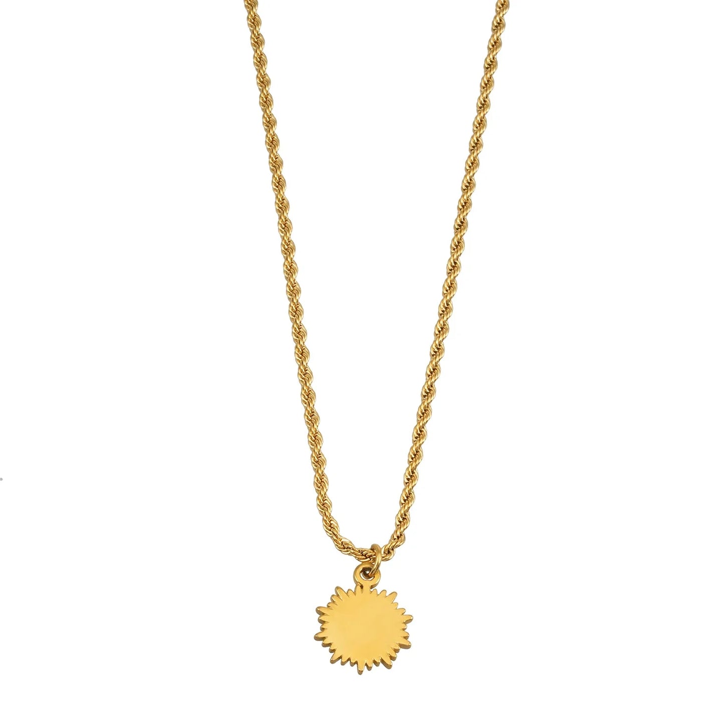 ISA Rope Chain Necklace with Pavé Zirconia Radiant Sun Pendant