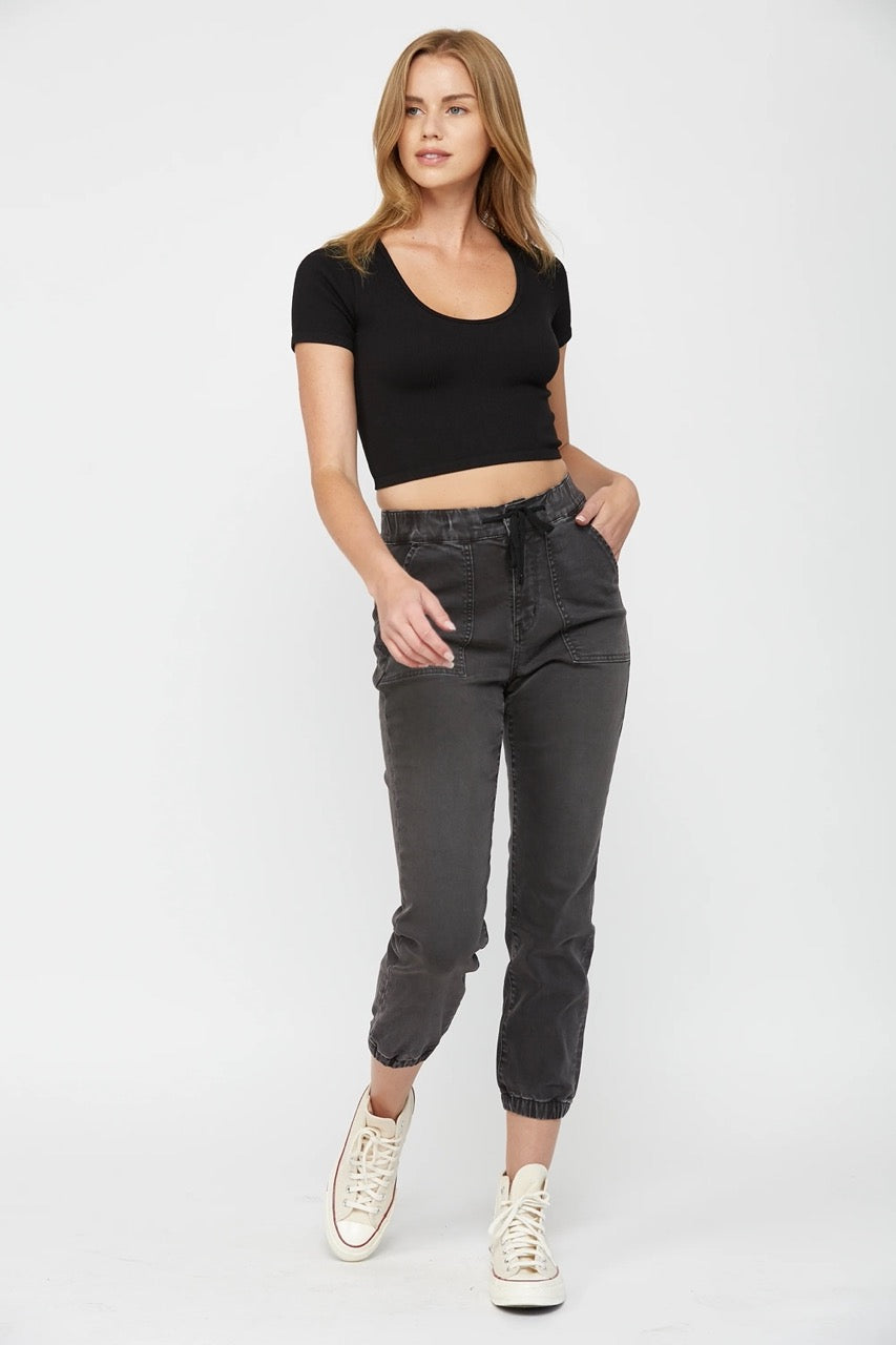 Lottie Denim Jogger - Straight & Arrow Boutique