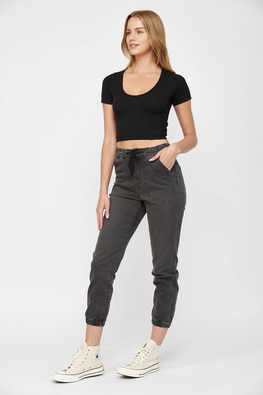 Lottie Denim Jogger - Straight & Arrow Boutique