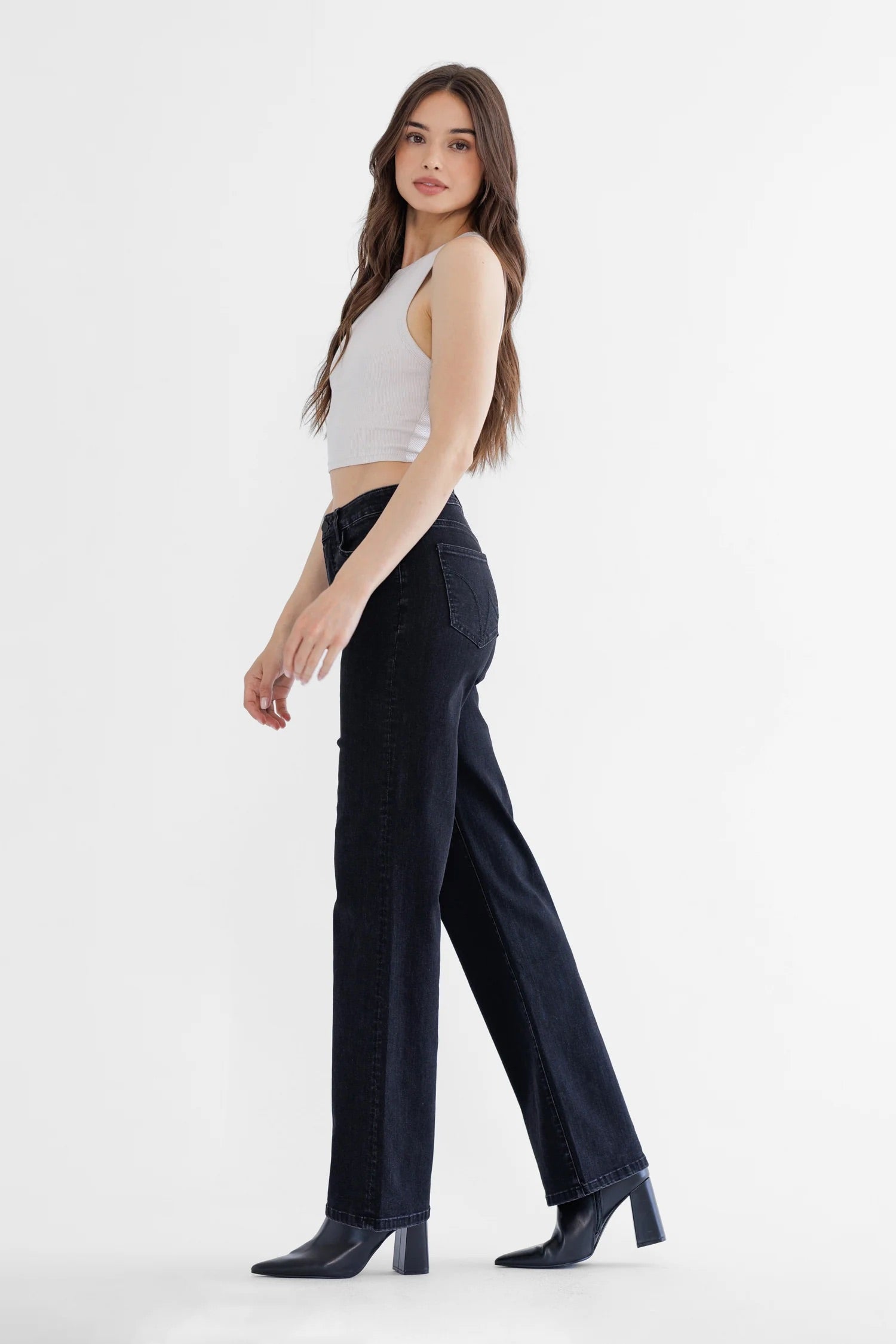 Ines Wide Leg Black Denim - Straight & Arrow Boutique