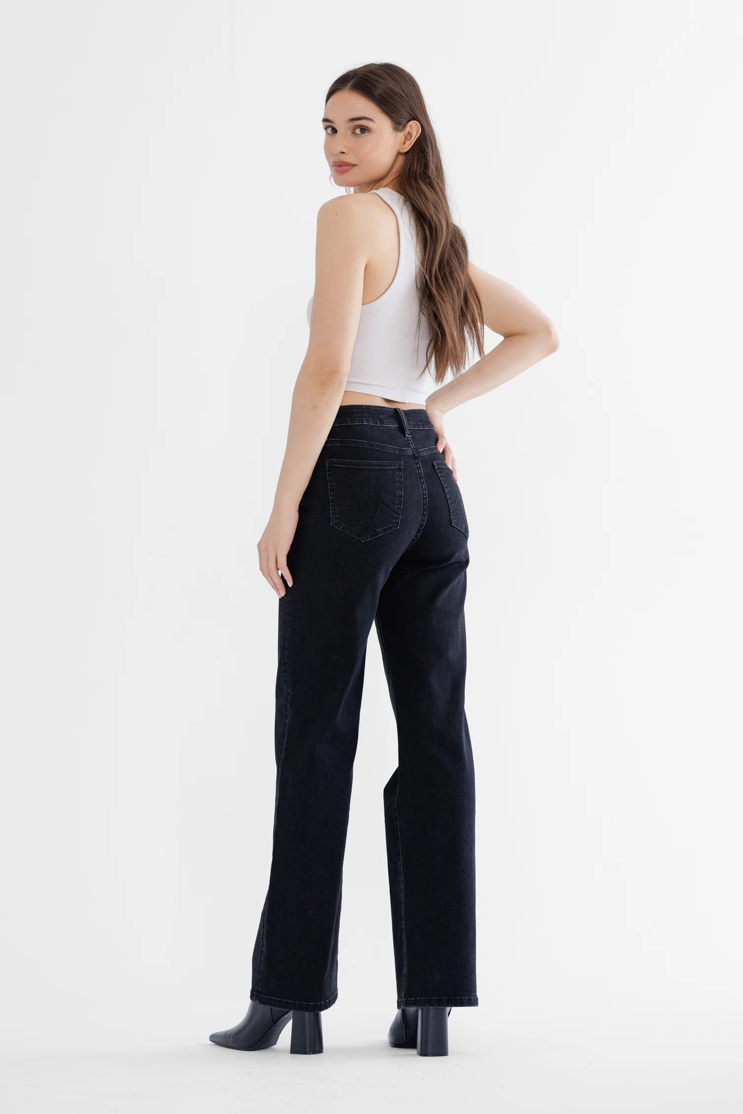 Ines Wide Leg Black Denim - Straight & Arrow Boutique