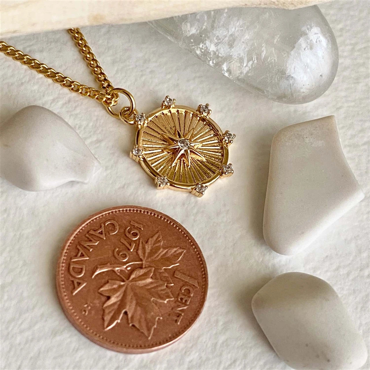 Chasca Double Layer Chain Necklace with Compass Charm