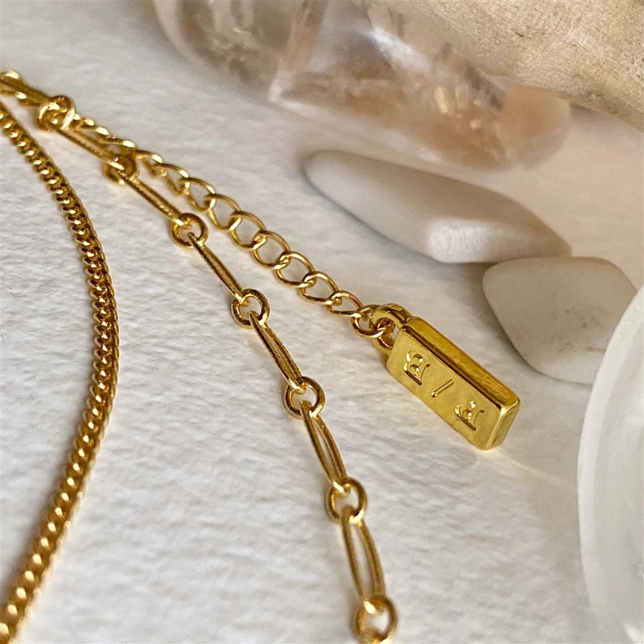 Chasca Double Layer Chain Necklace with Compass Charm