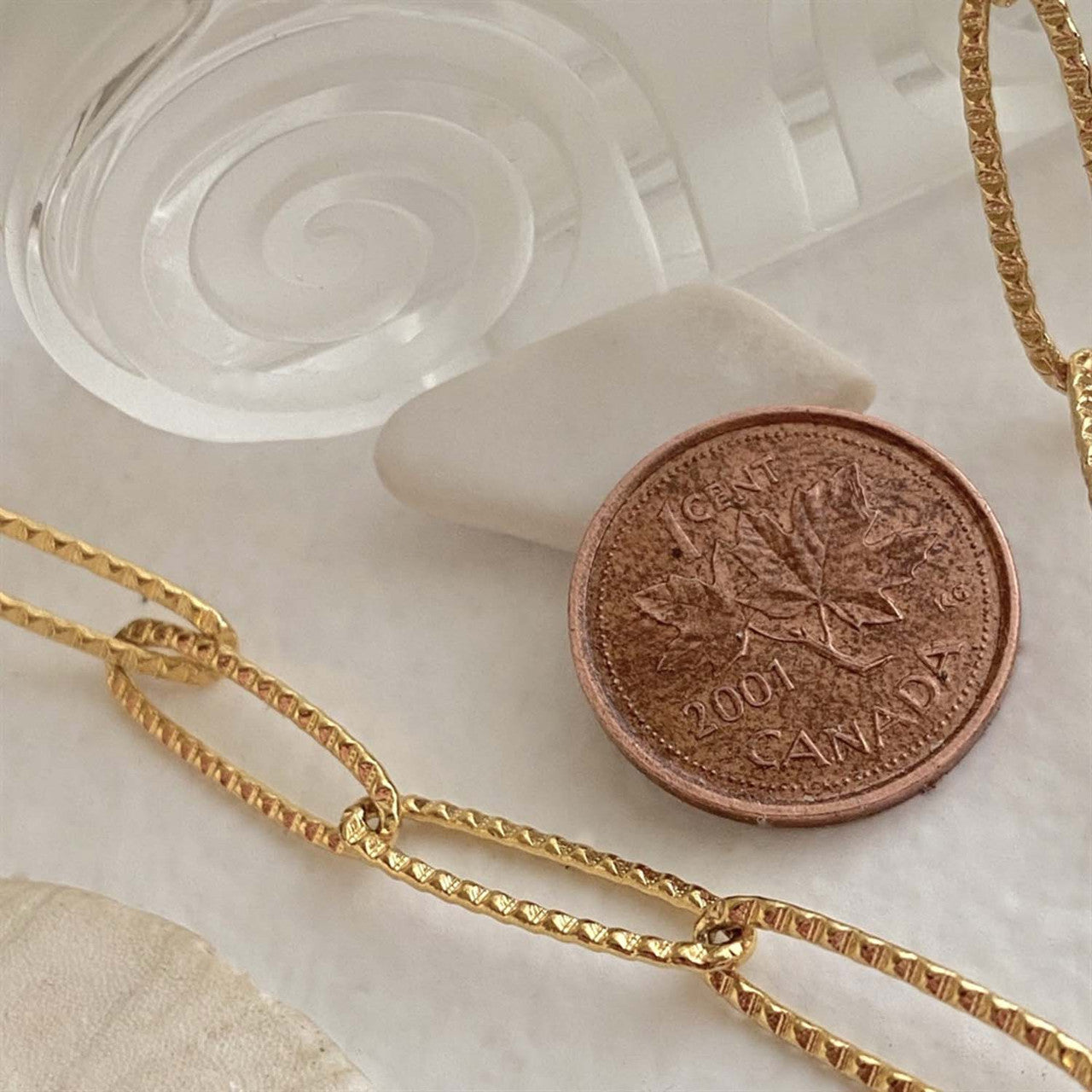 Montenegro Textured Paperclip Chain Necklace with Pearl Pendant