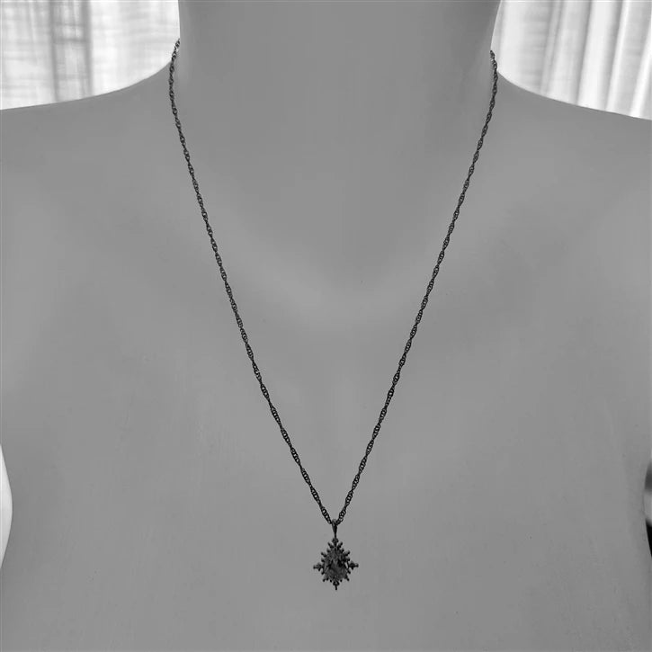 Cindel Teardrop Charm Necklace with Rhinestone Baguettes
