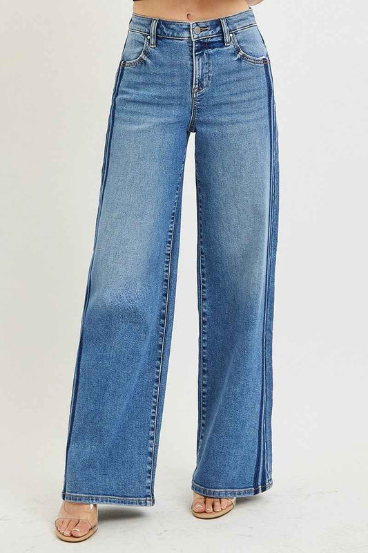 Harper Wide Leg Striped Jean