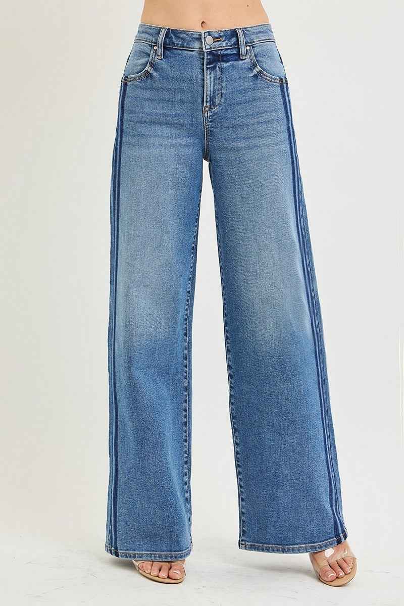 Harper Wide Leg Striped Jean