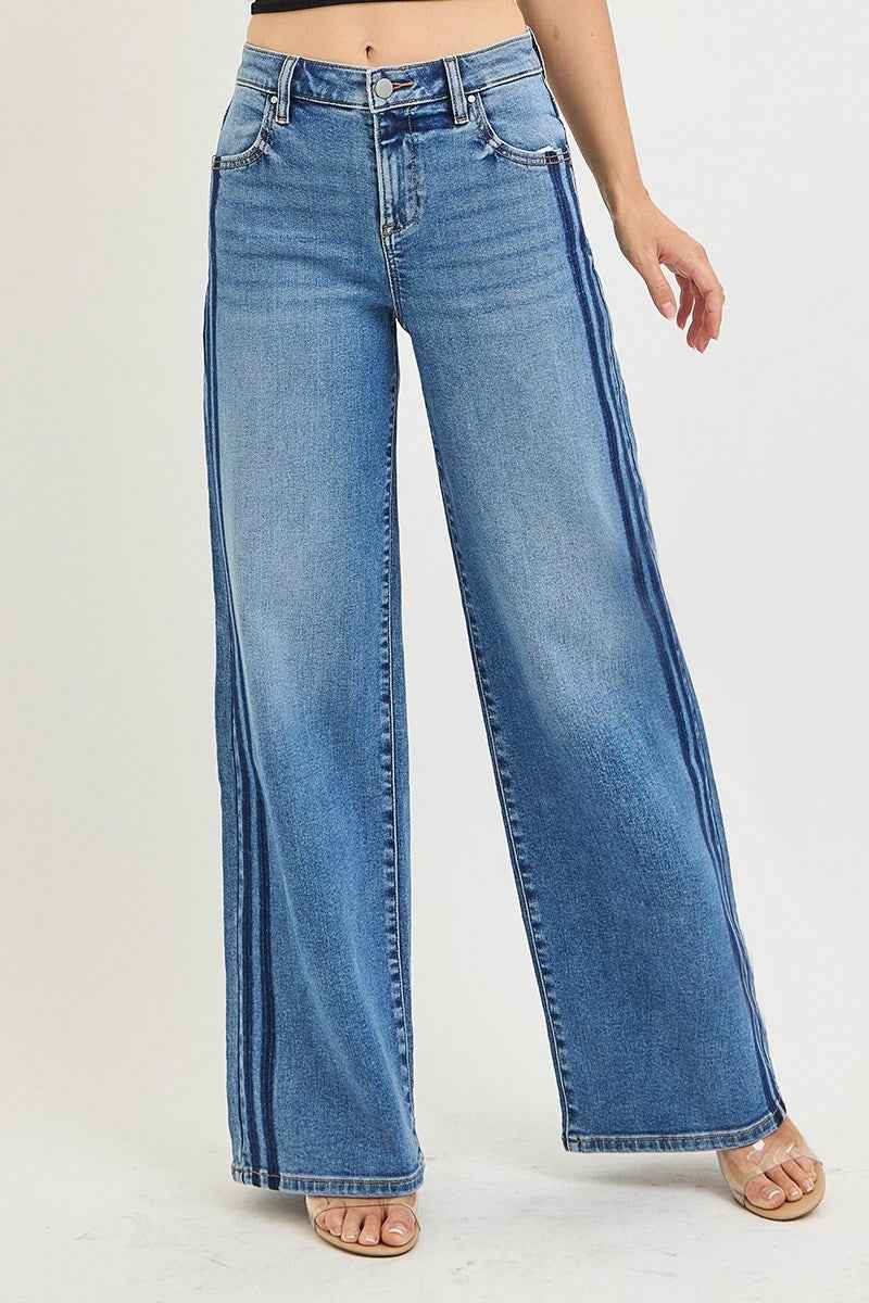 Harper Wide Leg Striped Jean