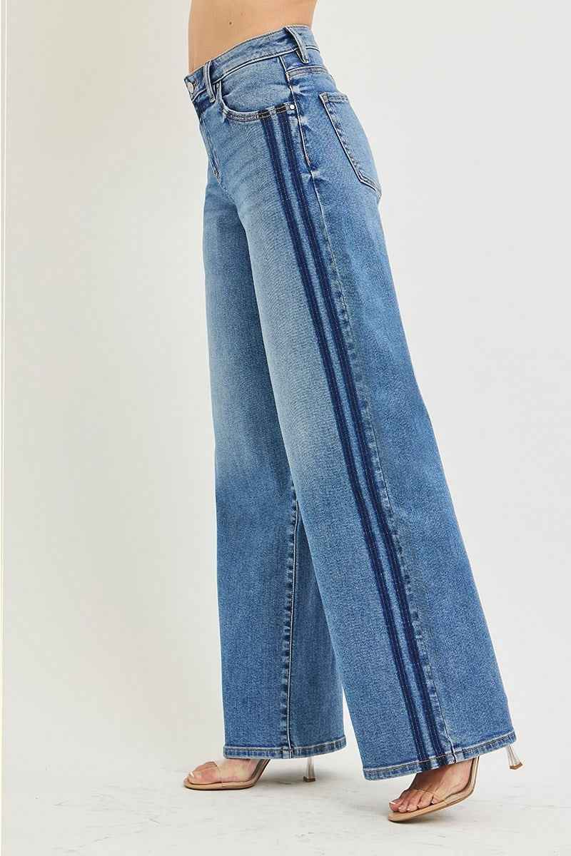 Harper Wide Leg Striped Jean