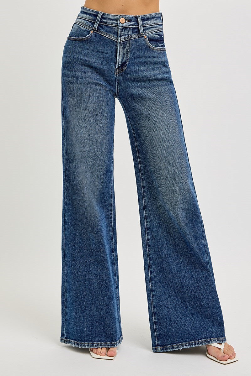 Jackie Front Yoke Wide Jeans - Straight & Arrow Boutique