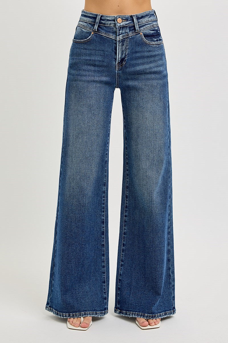 Jackie Front Yoke Wide Jeans - Straight & Arrow Boutique