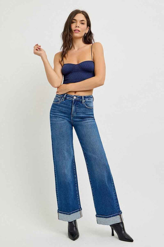 Audrey Cuffed Wide Jeans