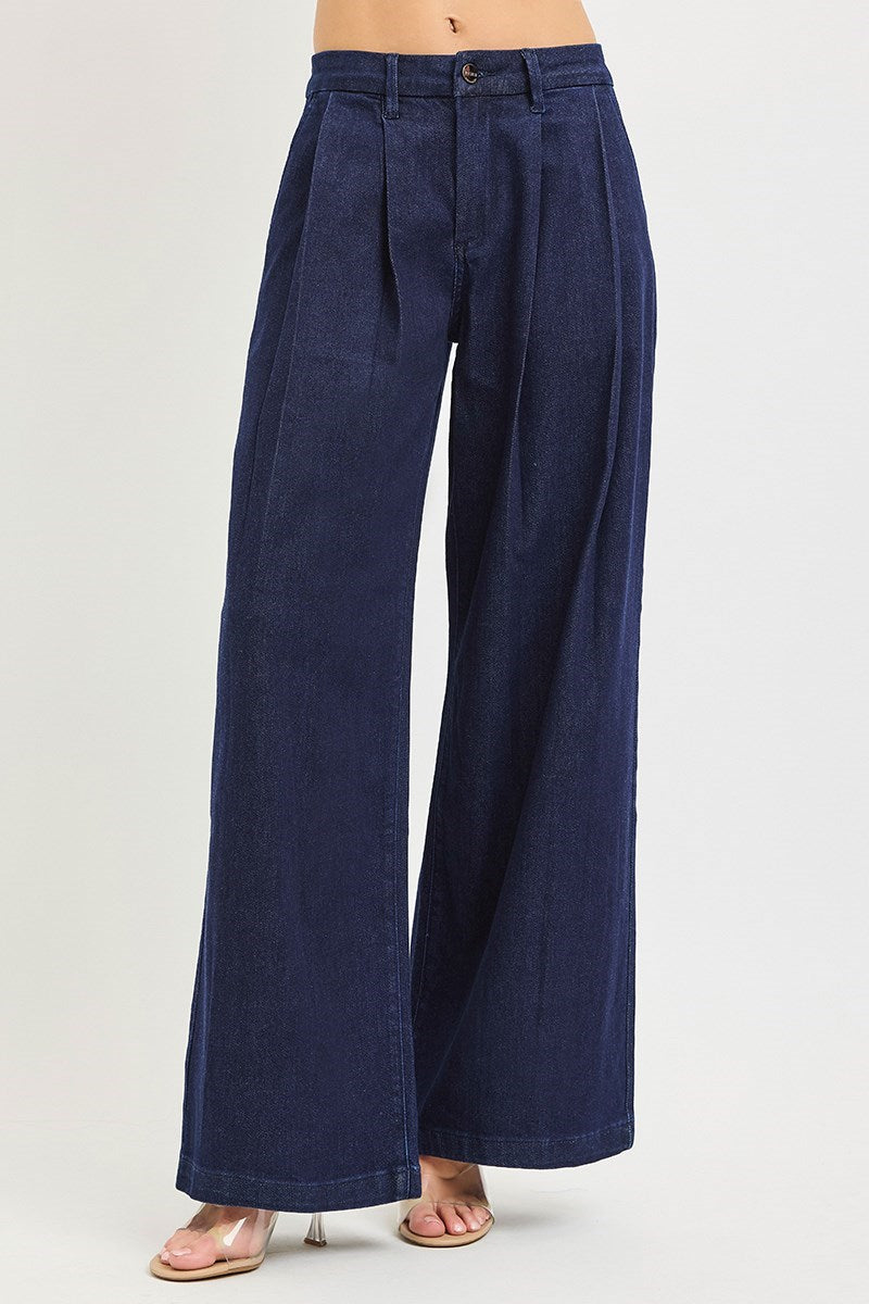 Harlow High Rise Pleated Wide Leg Jean